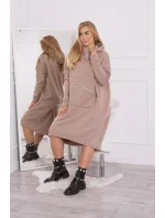 Zateplené šaty s kapucí tmavě béžové
