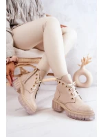 Kožené Boty S Masivní Podrážkou Béžový Horizont