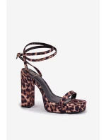Dámské sandály na podpatku s páskem panterka Fevenne