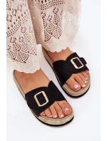 Dámské Sandały Na Platformě Se Zlatou Přezkou Černé Selira