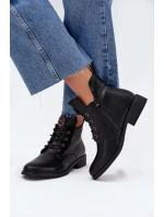 Nízké Dámské Boty Na Plochém Podpatku S Ozdobným Detalem Zateplené Černé Cylira