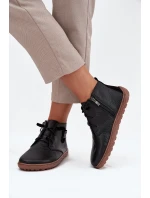 Kožené dámské polobotky Barefoot s ozdobným detailem Zazoo 30072 Černé