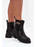Dámské kotníkové boty se zlatým detailem zateplené černé Serene