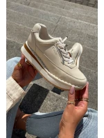 Dámské kožené tenisky na platformě Big Star – béžové