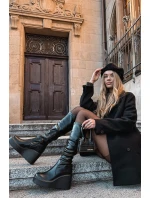 Dámské kotníkové boty Terisse na klínovém podpatku – černé