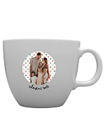 Personalizovaný MEGA XXL keramický hrnek 1 000 ml s výřezem fotky na podkladu