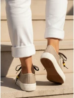 Dámské tenisky tenisky s ozdobnými korálky béžové ZY1408