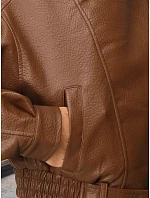 Krátká hnědá kožená bunda ve stylu Ramones od FashionStreet TY5845 Krátká hnědá kožená bunda ve stylu Ramones od FashionStreet TY5845