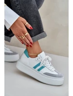 Zazoo N1068S8 Kožené Nízké Tenisky Dámské Na Platformě Bílé