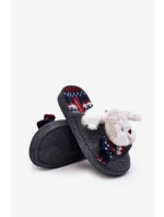 Dětské pantofle na tlusté podrážce se šedým medvídkem Dasca