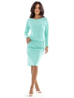 Teplákové šaty s kapsami 189-12 mint - Numoco