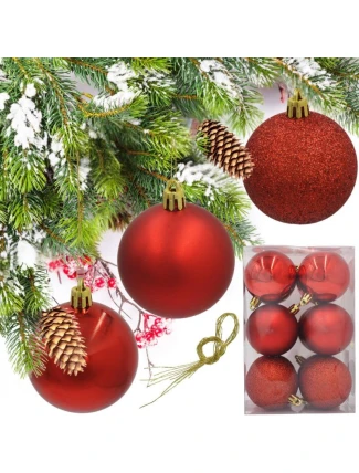 DEKORATIVNÍ PLASTOVÁ CETKA 12KS 60MM ČERVENÁ