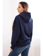 Dámská mikina s kapucí a klokaní kapsou modrá