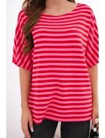 Dámská bavlněná pruhovaná halenka s krátkým rukávem červená