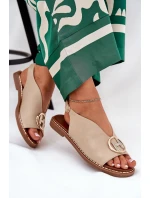 Ploché elegantní sandály s ozdobou béžové Iseliria Ploché elegantní sandály s ozdobou béžové Iseliria