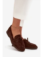 Polobotky Mokasiny Dámské Ploché S Šňůrkou Čokoládové Zalina