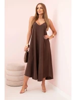 Mušelínové šaty na ramínka hnědá