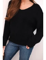 Dámský svetr s příměsí vlny s výstřihem do V černý