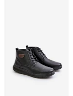 Pánské zateplené boty na zip šněrovací černé Hlimena