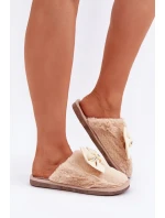Dámské Pantofle S Kožešinou A Mašlí Béžové Olfedi