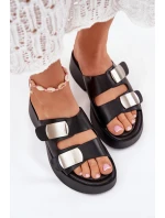 Dámské pantofle s pásky eko kůže černé Falenisse