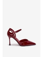 Lakované lodičky s páskem bordové Tarilin