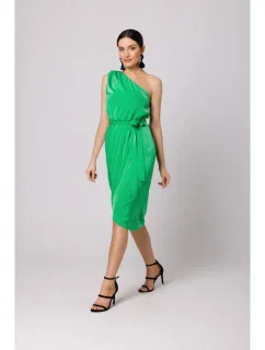 K160 Šaty na jedno rameno - zelené