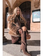 Dámské kozačky z eko semiše na jehlovém podpatku Phelin – čokoládové