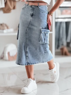 CARGOMIDI modrá midi džínová sukně FashionStreet CY0490