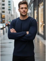 Pánský tmavě modrý svetr WX2296z Pánský tmavě modrý svetr WX2296z