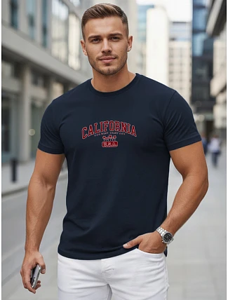 Pánské bavlněné tričko s potiskem „California“, tmavě modré, FashionStreet NX5140R Pánské bavlněné tričko s potiskem „California“, tmavě modré, FashionStreet NX5140R