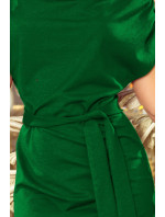 Zelené dámské šaty s asymetrickou spodní částí a páskem model 7573557