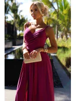 299-19 CHIARA elegantní maxi dlouhé šaty bez ramínek - FUKSY S BROKEREM 299-19 CHIARA elegantní maxi dlouhé šaty bez ramínek - FUKSY S BROKEREM