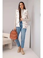 Dámská prošívaná vesta s květinovým vzorem s kapucí fango