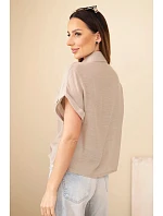 Dámská košile z viskózy s krátkým rukávem a kapsami fango