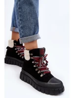 Zateplené boty trapery na tlusté podrážce černé Ralotta