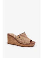 Dámské pantofle na podpatku Sergio Leone KL213 Beige