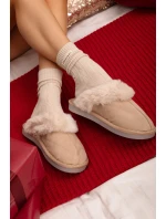 Dámské pantofle s kožešinou béžové Carisse