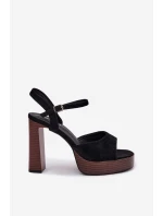 Dámské sandály na podpatku a platformě z eko semiše Černé Gralisse