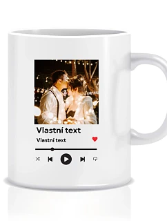 Personalizovaný klasický bílý keramický hrníček 300 ml s motivem přehrávače