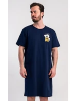 Pánská noční košile s krátkým rukávem Pivo Tmavě modrá - Vienetta Pánská noční košile s krátkým rukávem Pivo Tmavě modrá - Vienetta