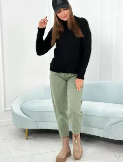 Svetr s dekorativní vazbou černý