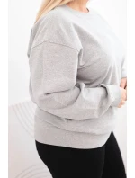 Dámská mikina Plus Size bavlněná basic s kulatým výstřihem šedá Dámská mikina Plus Size bavlněná basic s kulatým výstřihem šedá