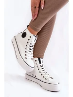 Dámské vysoké zateplené tenisky Big Star KK274170 Bíle Dámské vysoké zateplené tenisky Big Star KK274170 Bíle