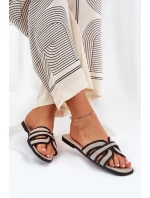 Plné Dámské Pantofle S Mašlí Béžové Tobin