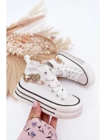 Dětské Vysoké Tenisky Se Zlatou Dekorací Bílé Elvena