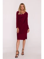 S428 Šaty s výstřihem - bordó