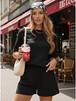 Dámský letní pruhovaný komplet Polský výrobek černý FashionStreet AY1162