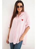 Dámská viskózová košile s krajkovými rukávy a límečkem béžová