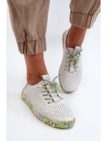 Dámské kožené polobotky se šněrováním bílé Farnalea